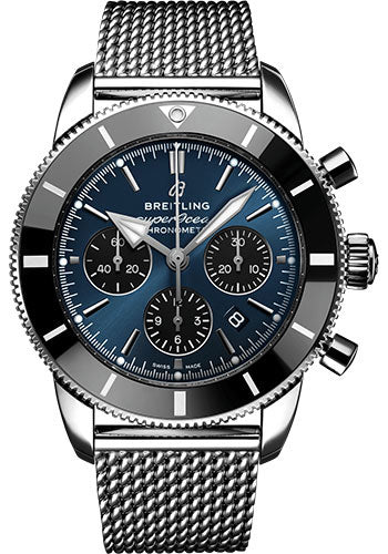 Breitling Superocean Heritage B01 Chronograph 44 Watch Steel Blackeye Blue Dial Steel Bracelet AB0162121C1A1