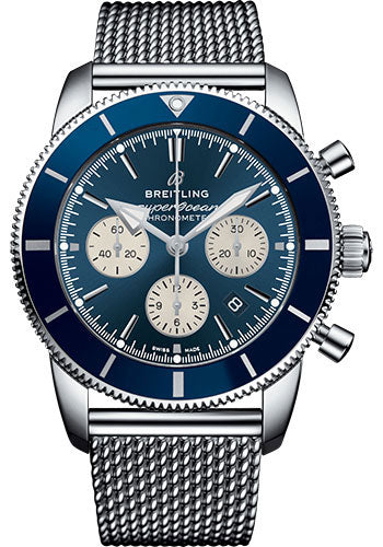 Breitling Superocean Héritage II B01 Chronograph 44 Watch Steel Case Blue Dial Steel Aero Classic Bracelet AB0162161C1A1