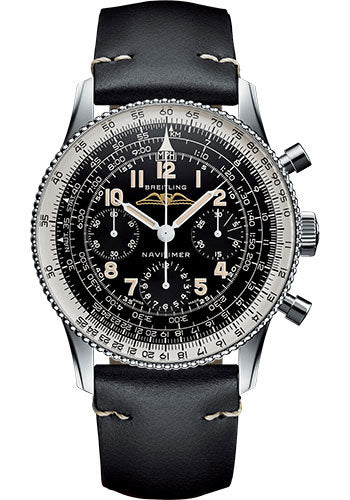 Breitling Navitimer Ref 806 1959 Re-Edition Watch Steel Black Dial Black Leather Strap Tang Buckle AB0910371B1X1