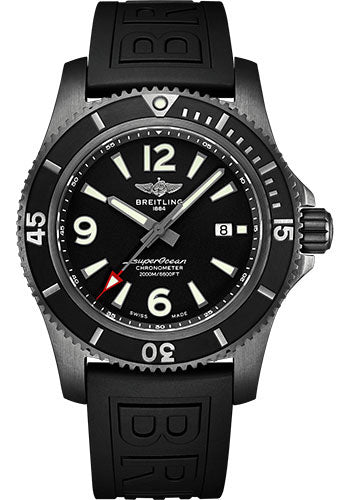 Breitling Superocean Automatic 46 Black Steel Watch Black steel Black Dial Numerals,Black Rubber Strap Tang Buckle M17368B71B1S1