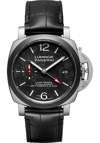 Panerai Luminor Luna Rossa GMT 42mm Sand-Blasted Titanium Panerai Scafotech™ Black Dial PAM01096