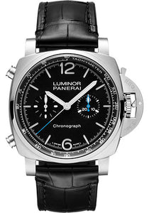 Panerai Luminor Chrono 44mm Brushed Steel Case Black Dial PAM01109