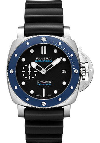 Panerai Submersible Azzurro 42mm Brushed Steel Black Dial Limited Edition of 500 PAM01209