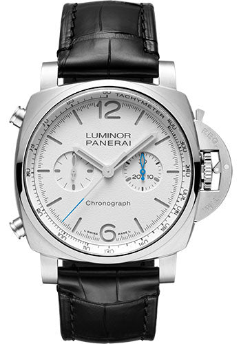 Panerai Luminor Chrono 44mm Brushed Steel Case White Dial  PAM01218