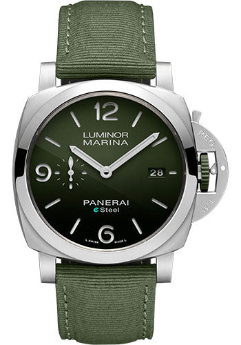 Panerai Luminor Marina eSteel Verde Smeraldo 44mm Brushed Esteel Case Polished Green Gradient Esteel Dial  PAM01356