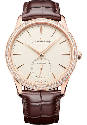 Jaeger-LeCoultre Master Ultra Thin Small Seconds Pink Gold Case Diamond Bezel Eggshell Beige Dial Q1212501