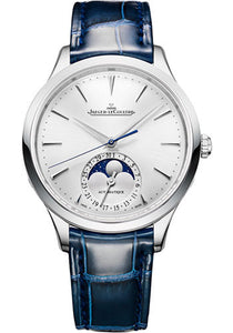 Jaeger-LeCoultre Master Ultra Thin Moon Stainless Steel Case Silvered Grey Dial Blue Strap Q1248420