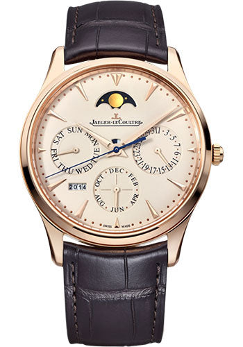 Jaeger-LeCoultre Master Ultra Thin Perpetual Watch 39 mm Thick Pink Gold Case Eggshell Beige Dial Brown Alligator Strap  Q1302520