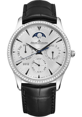 Jaeger-LeCoultre Master Ultra Thin Perpetual White Gold Case with Diamond Bezel Silvered Grey Dial Q1303501