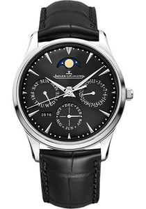 Jaeger-LeCoultre Master Ultra Thin Perpetual Watch 39 mm Stainless Steel Case Black Dial Black Leather Strap Q1308470