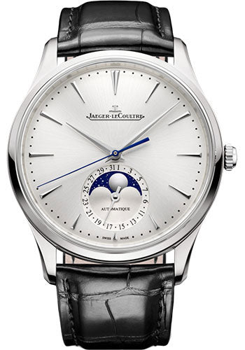 Jaeger-LeCoultre Master Ultra Thin Moon Stainless Steel Case 39 mm Silvered Grey Dial Black Strap Q1368430