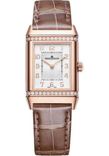 Jaeger-LeCoultre Reverso Classic Duetto Pink Gold Case Silvered Grey Dial Brown Strap Q2572570