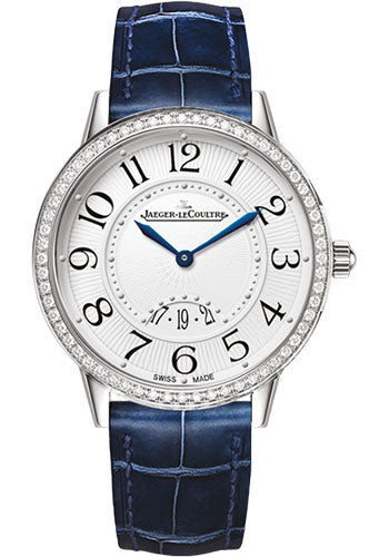 Jaeger-LeCoultre Rendez-Vous Date Small Quartz Watch 29 mm Stainless Steel Case Diamond Bezel Grey Dial Blue Alligator Strap Q3408530