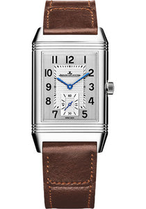 Jaeger-LeCoultre Reverso Classic Large Duoface Small Seconds Watch 47 mm Stainless Steel Case Silver Dial Brown Leather Strap Q3848422