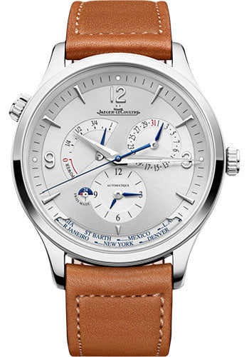 Jaeger-LeCoultre Master Control Geographic Stainless Steel Case Silvered Grey Dial Tan Strap Q4128420