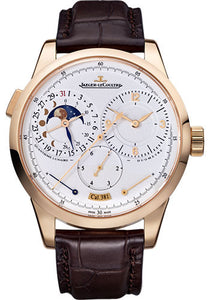 Jaeger-LeCoultre Duomètre Quantième Lunaire Watch 40.5 mm Pink Gold Case Silver Dial Brown Leather Strap Q6042421