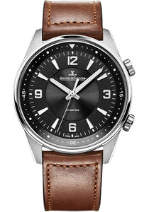 Jaeger-LeCoultre Polaris Automatic Watch 41 mm Stainless Steel Case Black Dial Brown Leather Strap Q9008471