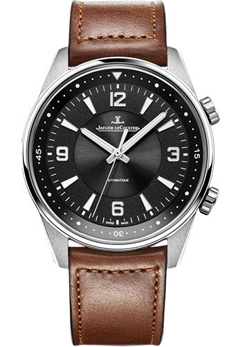 Jaeger-LeCoultre Polaris Automatic Watch 41 mm Stainless Steel Case Black Dial Brown Leather Strap Q9008471