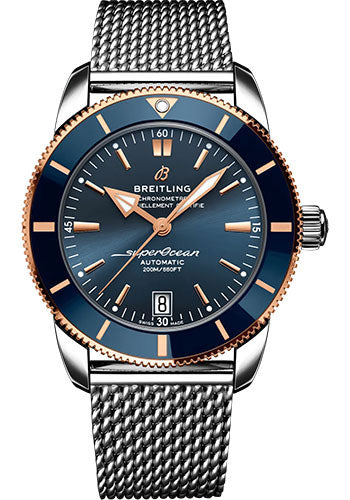 Breitling Superocean Heritage B20 Automatic 42 Watch Steel and 18K Red Gold Blue Dial Metal Bracelet UB2010161C1A1