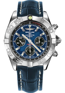 Breitling Chronomat 44 Watch Steel Case Blackeye Blue Dial Blue Croco Strap AB011012/C789/731P/A20BA.1